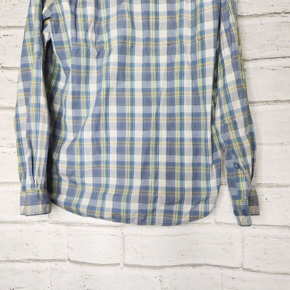 Columbia Insect Blocker Mens Blue Green Plaid Long-Sleeved Button-Up Shirt Sz M - Picture 7 of 11